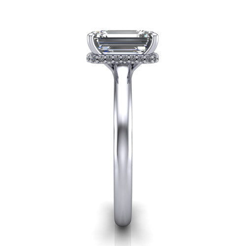 Skylar Emerald Shape Hidden Halo Engagement Ring in Platinum