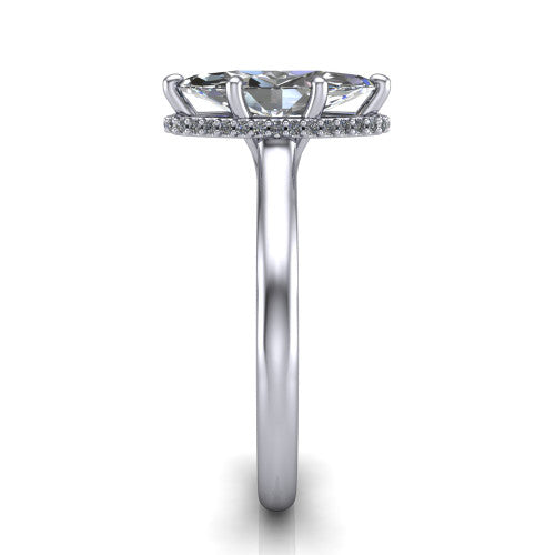 Skylar Marquise Shape Hidden Halo Engagement Ring in 18K White Gold