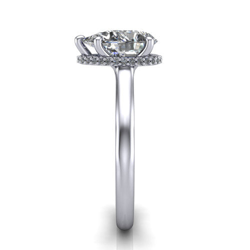 Skylar Pear Shape Hidden Halo Engagement Ring in 14K White Gold