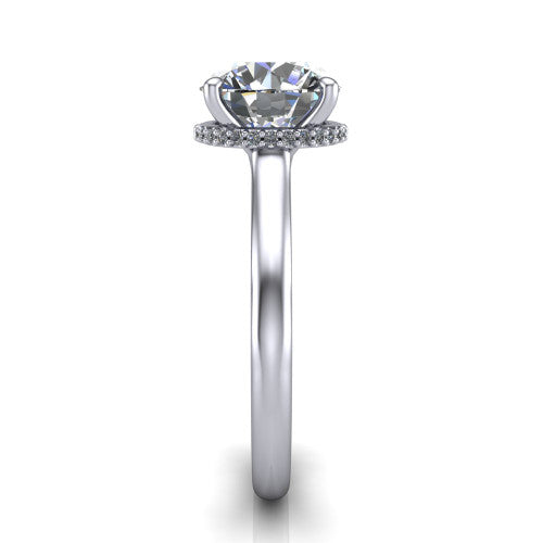 Skylar Round Shape Hidden Halo Engagement Ring in Platinum