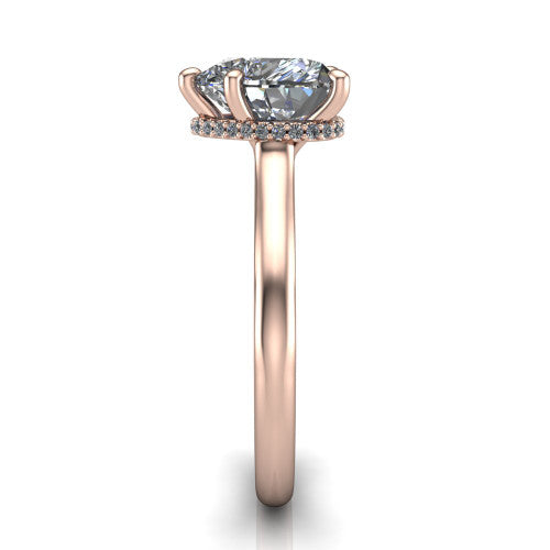 Skylar Heart Shape Hidden Halo Engagement Ring in 14K Rose Gold