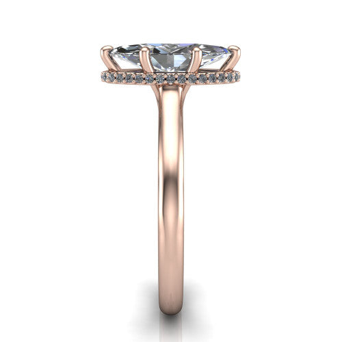 Skylar Marquise Shape Hidden Halo Engagement Ring in 14K Rose Gold