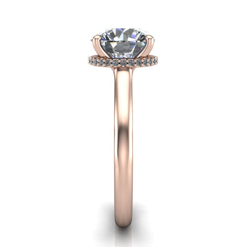 Skylar Round Shape Hidden Halo Engagement Ring in 14K Rose Gold