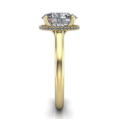Skylar Oval Shape Hidden Halo Engagement Ring in 14K Yellow Gold