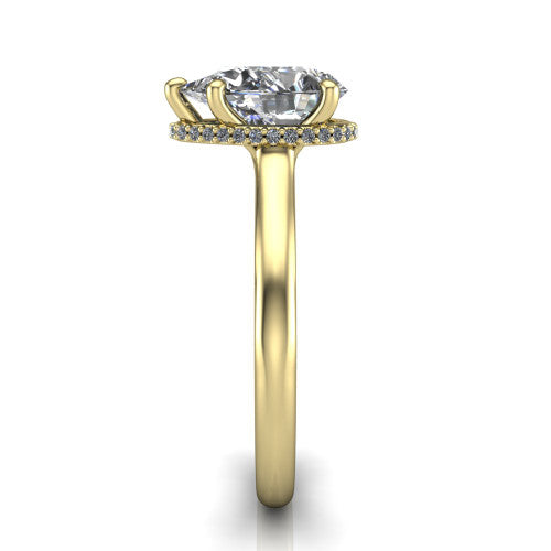 Skylar Pear Shape Hidden Halo Engagement Ring in 18K Yellow Gold