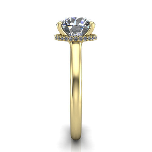 Skylar Round Shape Hidden Halo Engagement Ring in 14K Yellow Gold