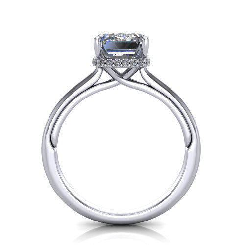 Skylar Emerald Shape Hidden Halo Engagement Ring in Platinum