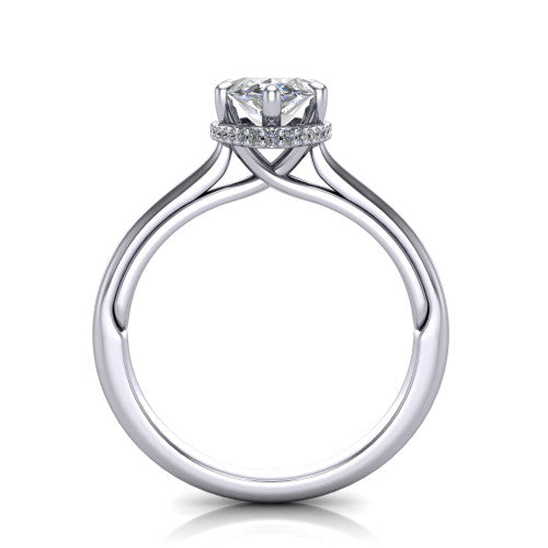Skylar Marquise Shape Hidden Halo Engagement Ring in 14K White Gold