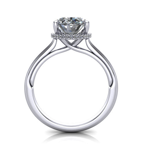 Skylar Oval Shape Hidden Halo Engagement Ring in 14K White Gold
