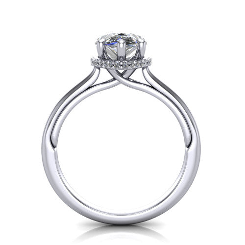Skylar Pear Shape Hidden Halo Engagement Ring in Platinum