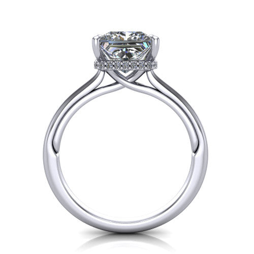 Skylar Princess Shape Hidden Halo Engagement Ring in Platinum