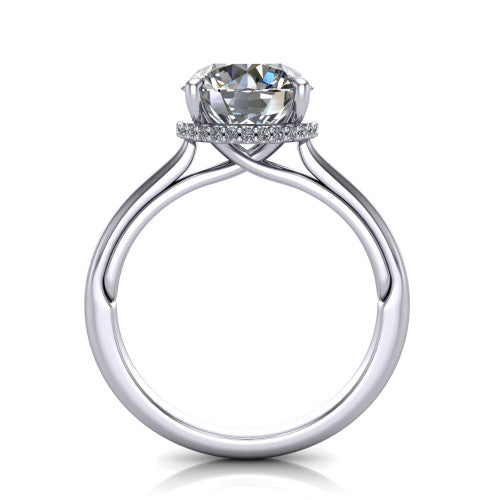 Skylar Round Shape Hidden Halo Engagement Ring in 18K White Gold