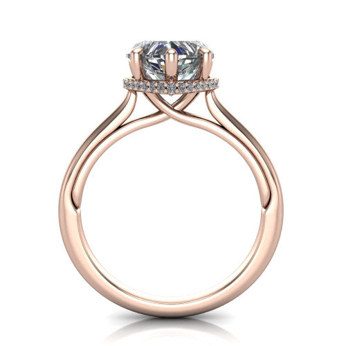 Skylar Heart Shape Hidden Halo Engagement Ring in 18K Rose Gold