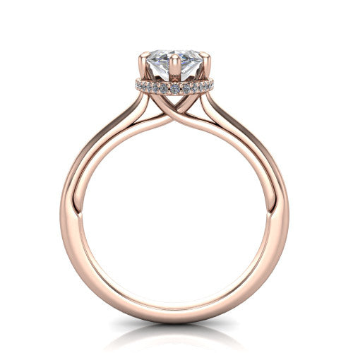 Skylar Marquise Shape Hidden Halo Engagement Ring in 14K Rose Gold