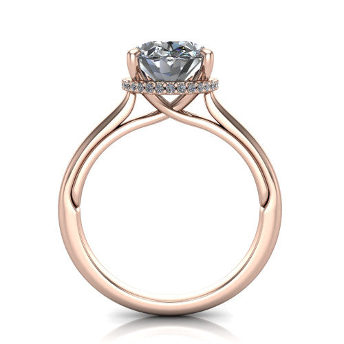 Skylar Oval Shape Hidden Halo Engagement Ring in 18K Rose Gold