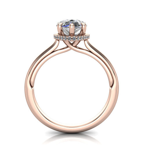 Skylar Pear Shape Hidden Halo Engagement Ring in 18K Rose Gold