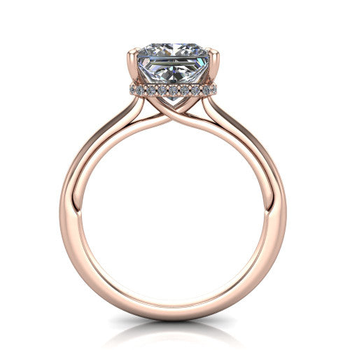 Skylar Princess Shape Hidden Halo Engagement Ring in 14K Rose Gold