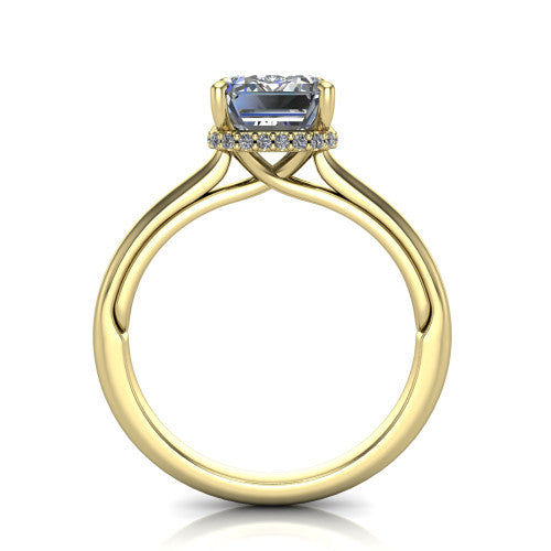 Skylar Emerald Shape Hidden Halo Engagement Ring in 14K Yellow Gold