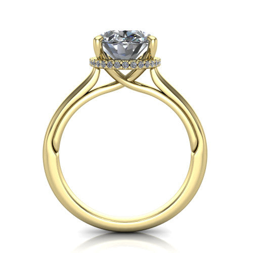 Skylar Oval Shape Hidden Halo Engagement Ring in 18K Yellow Gold