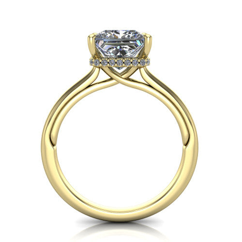 Skylar Princess Shape Hidden Halo Engagement Ring in 18K Yellow Gold