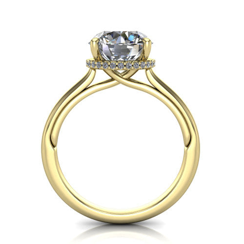 Skylar Round Shape Hidden Halo Engagement Ring in 14K Yellow Gold