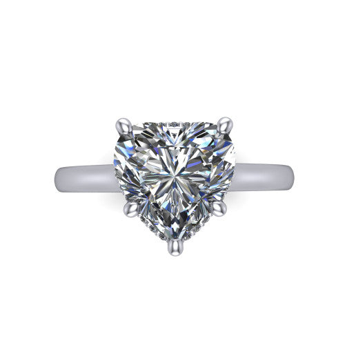 Skylar Heart Shape Hidden Halo Engagement Ring in Platinum