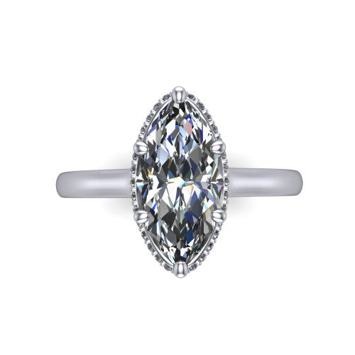 Skylar Marquise Shape Hidden Halo Engagement Ring in Platinum