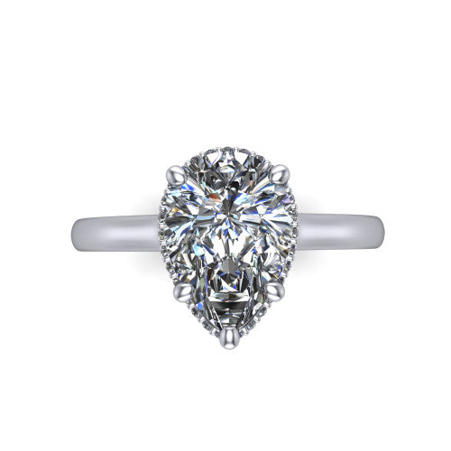 Skylar Pear Shape Hidden Halo Engagement Ring in Platinum
