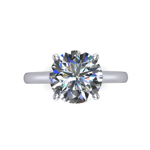 Skylar Round Shape Hidden Halo Engagement Ring in 18K White Gold