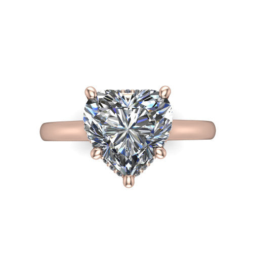 Skylar Heart Shape Hidden Halo Engagement Ring in 14K Rose Gold