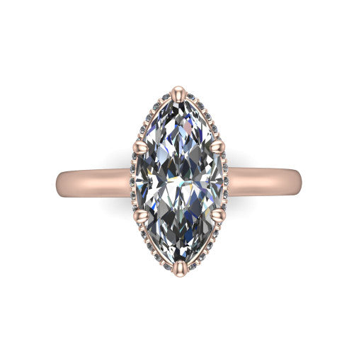 Skylar Marquise Shape Hidden Halo Engagement Ring in 18K Rose Gold