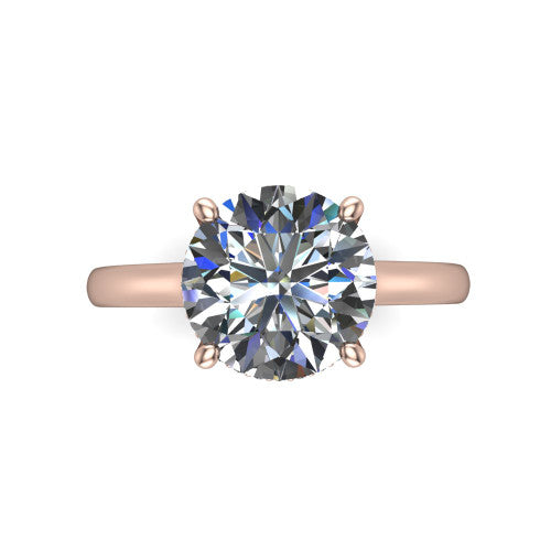 Skylar Round Shape Hidden Halo Engagement Ring in 18K Rose Gold