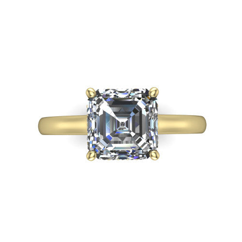 Skylar Square Emerald Shape Hidden Halo Engagement Ring in 14K Yellow Gold
