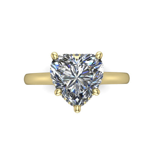 Skylar Heart Shape Hidden Halo Engagement Ring in 18K Yellow Gold