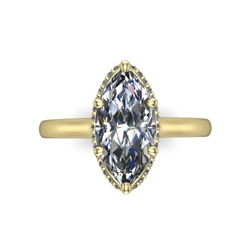 Skylar Marquise Shape Hidden Halo Engagement Ring in 14K Yellow Gold