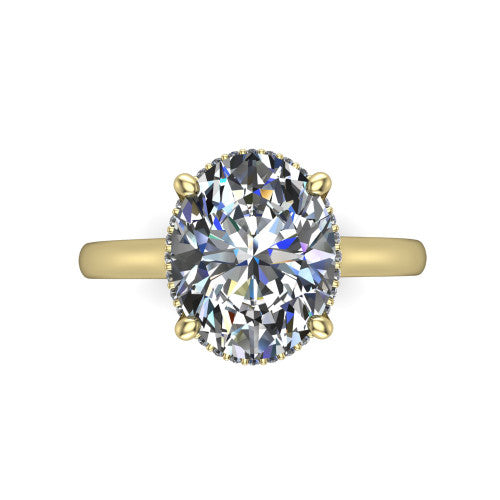 Skylar Oval Shape Hidden Halo Engagement Ring in 14K Yellow Gold