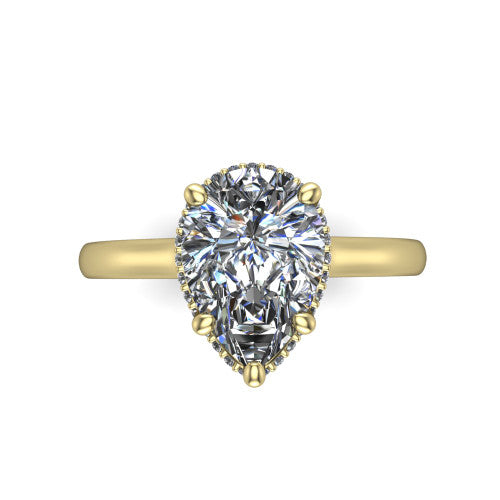 Skylar Pear Shape Hidden Halo Engagement Ring in 14K Yellow Gold