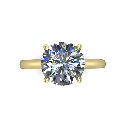 Skylar Round Shape Hidden Halo Engagement Ring in 18K Yellow Gold
