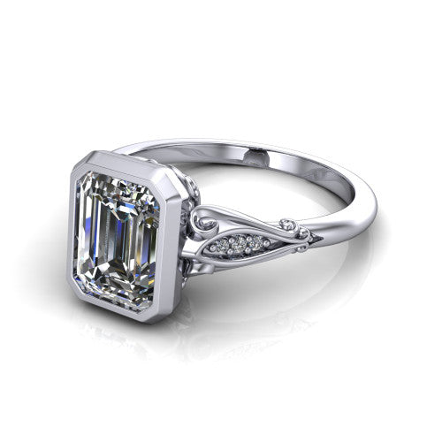 Maria Emerald Shape Solitaire Engagement Ring in Platinum