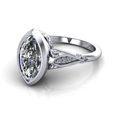 Maria Marquise Shape Solitaire Engagement Ring in 18K White Gold