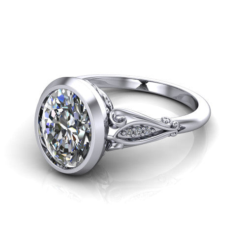 Maria Oval Shape Solitaire Engagement Ring in 18K White Gold