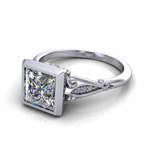 Maria Princess Shape Solitaire Engagement Ring in 18K White Gold