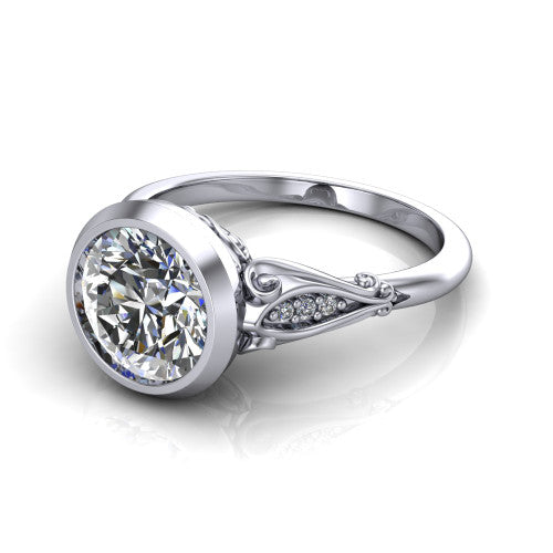 Maria Round Shape Solitaire Engagement Ring in 18K White Gold