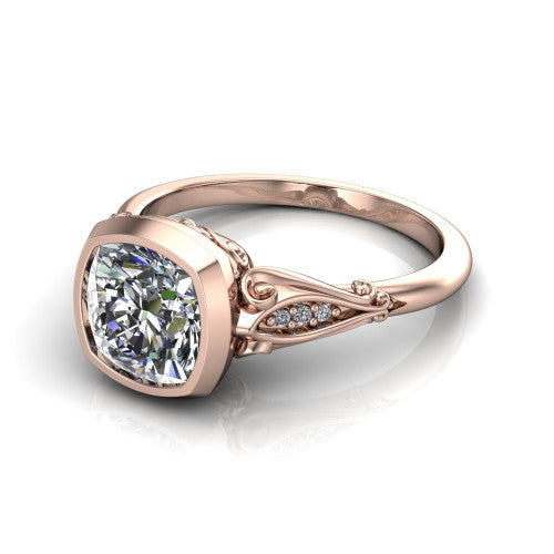 Maria Cushion Shape Solitaire Engagement Ring in 18K Rose Gold