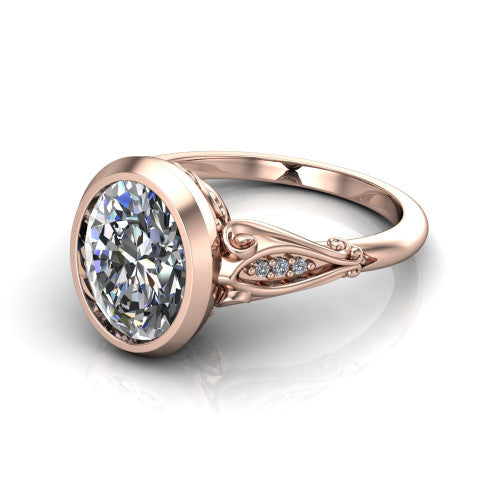 Maria Oval Shape Solitaire Engagement Ring in 18K Rose Gold