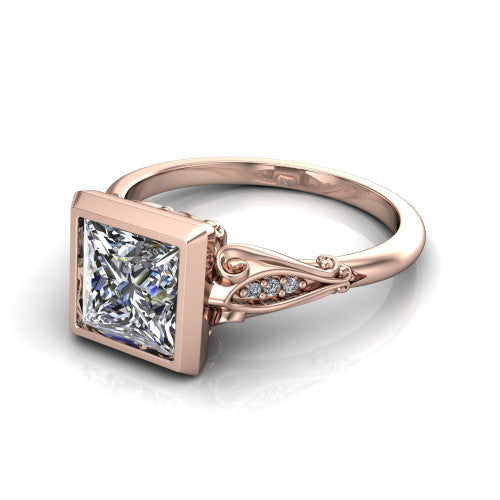 Maria Princess Shape Solitaire Engagement Ring in 18K Rose Gold