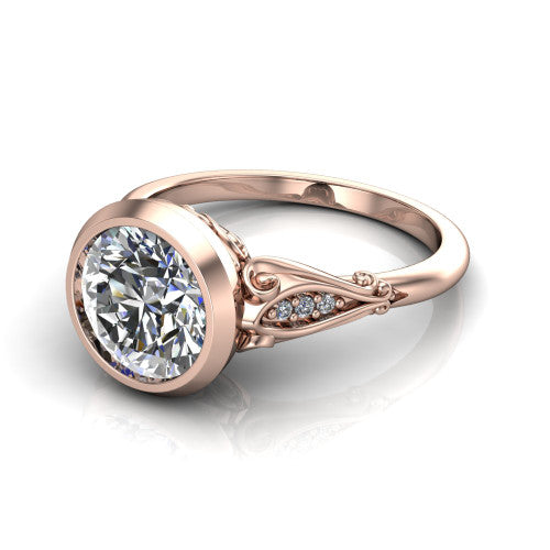 Maria Round Shape Solitaire Engagement Ring in 18K Rose Gold
