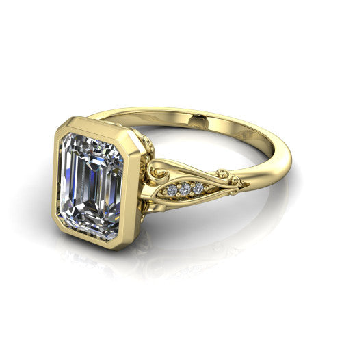 Maria Emerald Shape Solitaire Engagement Ring in 18K Yellow Gold