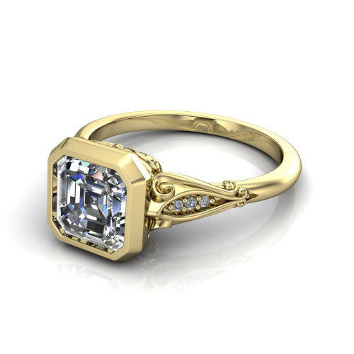 Maria Square Emerald Shape Solitaire Engagement Ring in 14K Yellow Gold