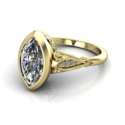Maria Marquise Shape Solitaire Engagement Ring in 14K Yellow Gold